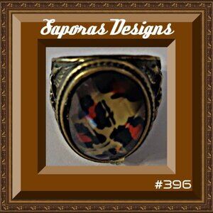 Size 6 Antique Theme Cheetah Print Design Ring
